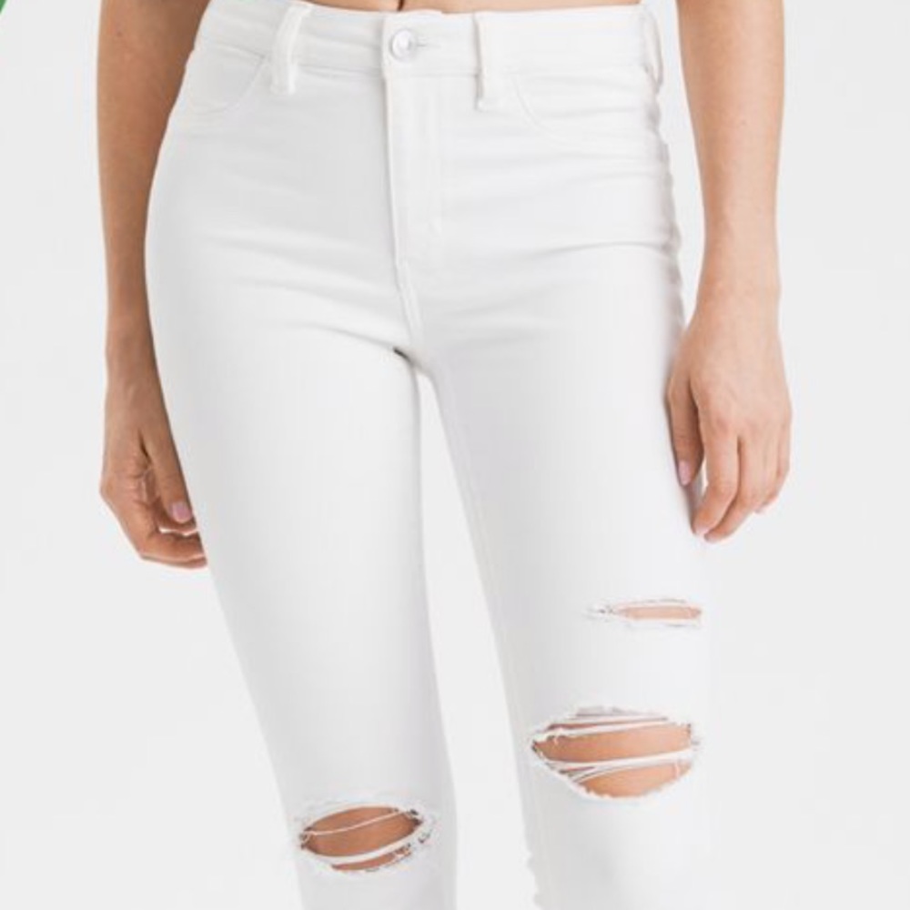 AE High Rise Skinny Jeggings White